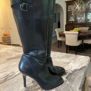 Cole Haan High Heel Black Leather Boots